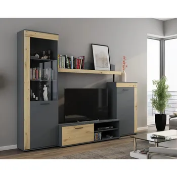 Obývací stěna Obývací stěna ROTAN - Grafit + Dub artisan