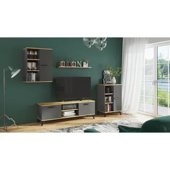 Obývací stěna Obývací sestava RALF B Grafit + dub artisan