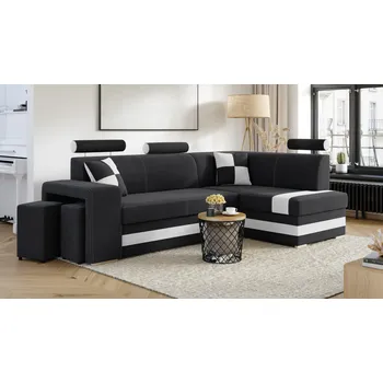 Sedací souprava Rohová rozkládací sedačka VEGAS tmavěšedá-bílá