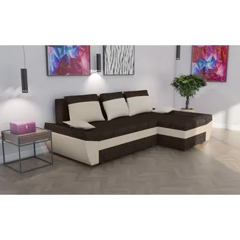 Sedací souprava Rohová rozkládací sedačka MARIO světlehnědá-béžová