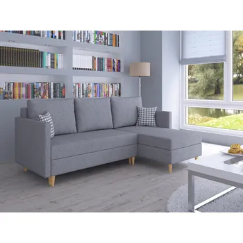 Sedací souprava Rohová rozkládací sedačka HOLMEN světlešedá - MALMO 90