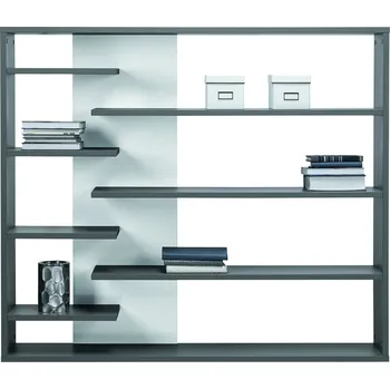 Knihovna Regál ZONDA Z02 šedý / bílý lesk