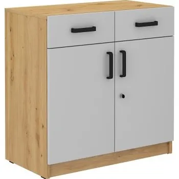 Obývací stěna Skříň MALTA 2F2S Světlešedá + dub artisan