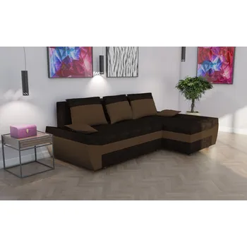 Sedací souprava Rohová rozkládací sedačka MARIO tmavěhnědá-světlehnědá