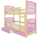 Dřevěná patrová postel Osuna adrk barevné provedení: borovice_růžová
