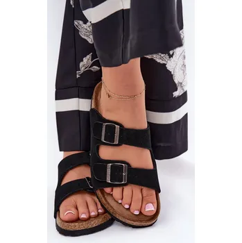 Dámské pantofle Dámské Semišové Sandály S Přezkami Big Star RR274A393 Barva: Černá, Velikost: 41