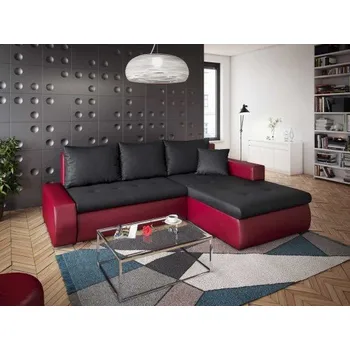 Sedací souprava Rohová rozkládací sedačka GRAND černo-červená - SAWANA 14 + MADRYT 960