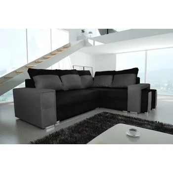 Sedací souprava Rohová rozkládací sedačka MADRYT černo-šedá - DREAM VELVET 202.12 + DREAM VELVET 202.13