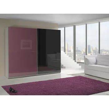 Šatní skříň Šatní skříň LUX 8 černý lesk / fialový lesk