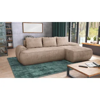 Sedací souprava Rohová rozkládací sedačka FLAVIO - hnědá - manšestr - TILIA 17