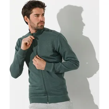 Pánská mikina Jednobarevná mikina na zip tmavězelená 147/156 (5XL)