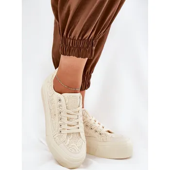 Dámské tenisky Dámské Krajkové Tenisky Big Star RR274747 Barva: Béžová, Velikost: 40