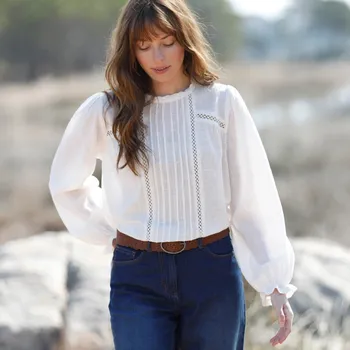 Dámská halenka Halenka s výšivkou a macramé režná 36