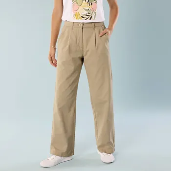 Keprové široké kalhoty pro menší postavu písková 36