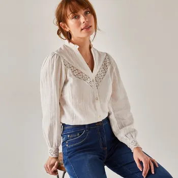 Dámská halenka Halenka na knoflíčky s macramé bílá 36