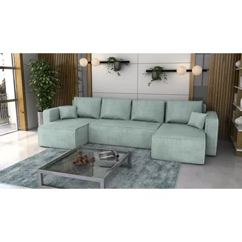 Sedací souprava Rozkládací sedací souprava FIRE U světlezelená - LINCOLN 72 - Manšestrová látka