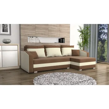 Sedací souprava Rohová rozkládací sedačka FABIO světlehnědá-béžová