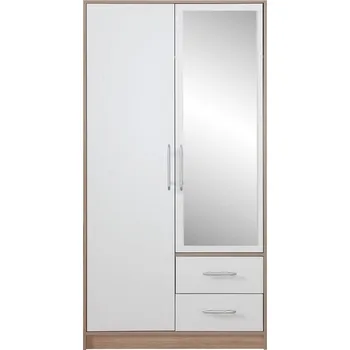 Šatní skříň Šatní skříň SMART III 100 se zrcadlem dub sonoma + bílý lux