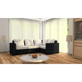 Sedací souprava Rohová rozkládací sedačka CANTON bílo-černá - Levý roh + Automat