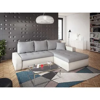 Sedací souprava Rohová rozkládací sedačka GRAND šedo-bílá - SAWANA 84 + MADRYT 920