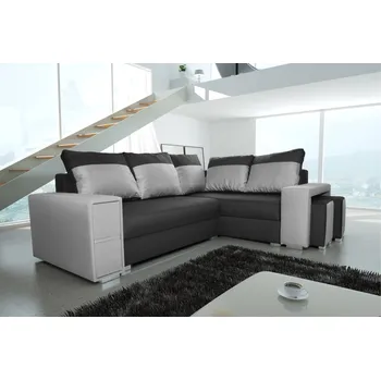 Sedací souprava Rohová rozkládací sedačka MADRYT tmavěšedá-šedá - SAWANA 96 + SAWANA 21