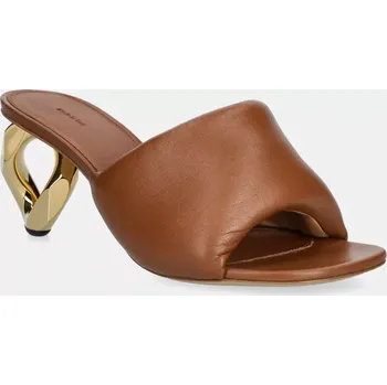 Dámské pantofle Kožené pantofle JW Anderson Chain Heel Open Mule, 40, hnědá, 82X