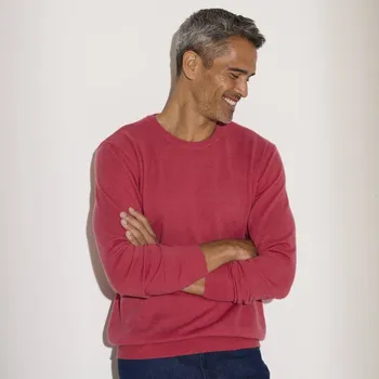 Pánská móda Pulovr s kulatým výstřihem, 80 % vlna, 20 % polyamid malinová 107/116