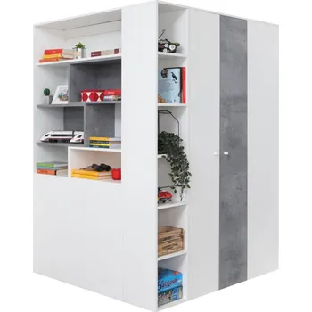 Dětská skříň Rohová šatní skříň SIGMA SI1 Bílá lux + beton