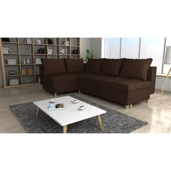 Sedací souprava Rohová rozkládací sedačka DREAMER tmavěhnědá - SAWANA 16