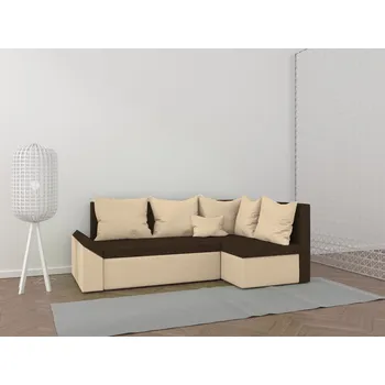 Sedací souprava Rohová rozkládací sedačka LUND světlehnědá-béžová