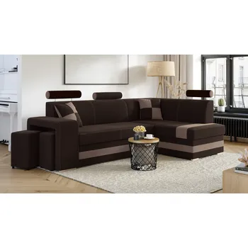 Sedací souprava Rohová rozkládací sedačka VEGAS tmavěhnědá-béžová