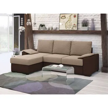 Sedací souprava Rohová rozkládací sedačka LOCUS béžová-tmavěhnědá - SAWANA 17 + SAWANA 16