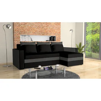 Sedací souprava Rohová rozkládací sedačka ELMONTE černo-tmavěšedá