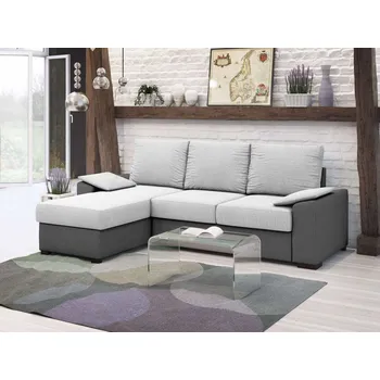 Sedací souprava Rohová rozkládací sedačka LOCUS bílá-tmavěšedá - SAWANA 00 + SAWANA 96