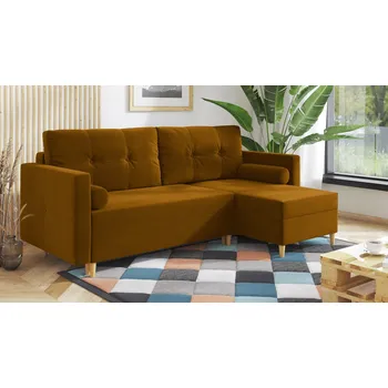 Sedací souprava Rohová rozkládací sedačka HARALD hořčicová - MONOLITH 48