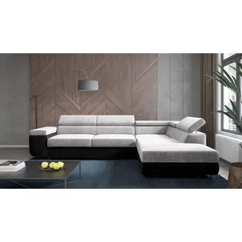 Sedací souprava Rohová rozkládací sedačka ALDI bílo-černá - SAWANA 00 +SAWANA 14