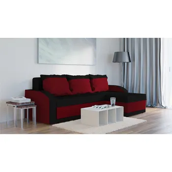 Sedací souprava Rohová rozkládací sedačka HARPER černo-červená