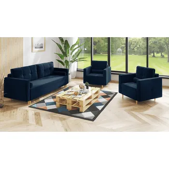 Sedací souprava Sedací souprava MARTEN 3+1+1 modrá - DREAM VELVET 202.24 Sedací soupravy 3+1+1