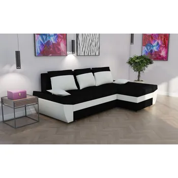 Sedací souprava Rohová rozkládací sedačka MARIO černo-bílá