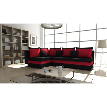 Sedací souprava Rohová rozkládací sedačka IRWIN černo-červená