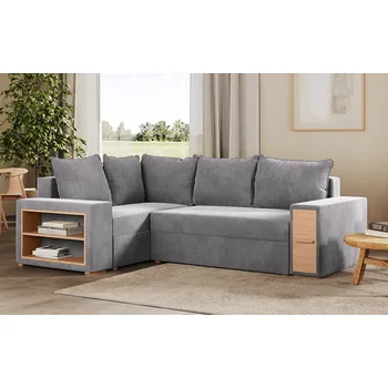 Sedací souprava Rohová rozkládací sedačka AVILA světlešedá - CORD 205.06