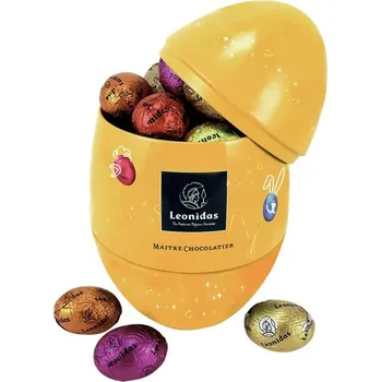 Bonboniéra Leonidas bonboniéra Plechové vajíčko 20 ks (belgická čokoláda cca 210 g, 20ks vajíček)