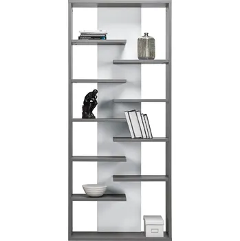 Knihovna Regál ZONDA Z08 šedý / bílý lesk