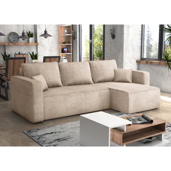 Sedací souprava Rohová rozkládací sedačka FIRE - béžová - manšestr - LINCOLN 03