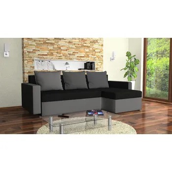 Sedací souprava Rohová rozkládací sedačka LAREDO černo-tmavěšedá