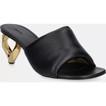 Dámské pantofle Kožené pantofle JW Anderson Chain Heel Open Mule dámské, hnědá barva, na podpatku, SN0076.LA0161.999, 40, 82X