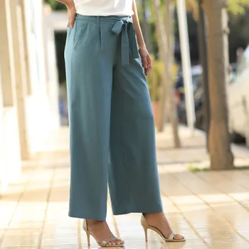 Dámská zimní obuv Široké zkrácené kalhoty ke kotníkům smaragdová 48