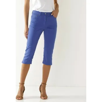 Dámské kalhoty Úzké tvilové 3/4 kalhoty tmavě modrá 48