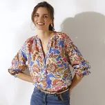 Halenka s potiskem a 7/8 rukávy vícebarevná 40