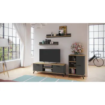 Obývací stěna Obývací sestava RALF A Grafit + dub artisan